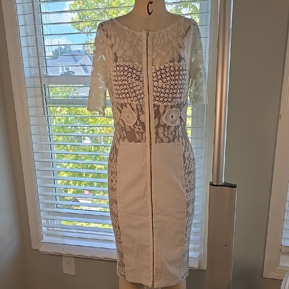 Byron Lars White Lace Long Sleeve Dress - Picture 1 of 8